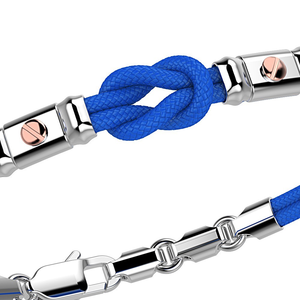 Zancan Bracciale Zancan In Kevlar Con Nodo Nautico E Viti In Oro Rosa