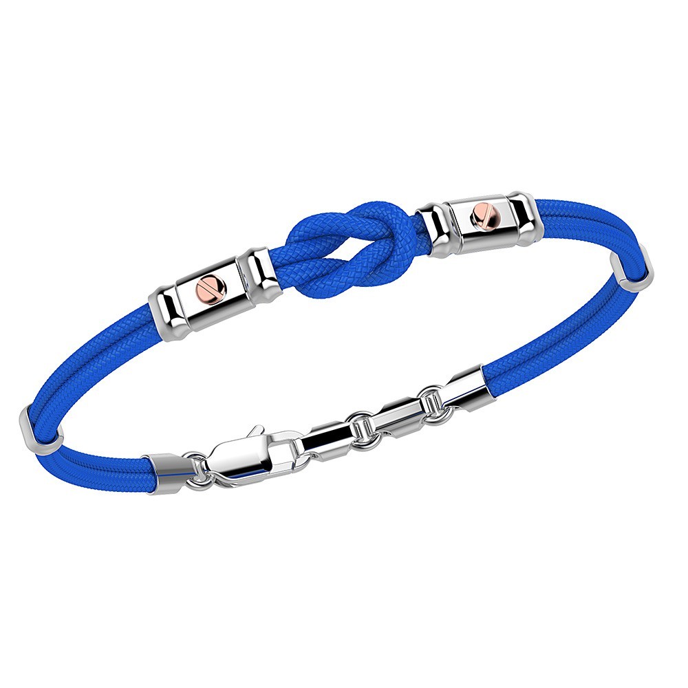 Zancan Bracciale Zancan in kevlar con nodo nautico e viti in oro rosa
