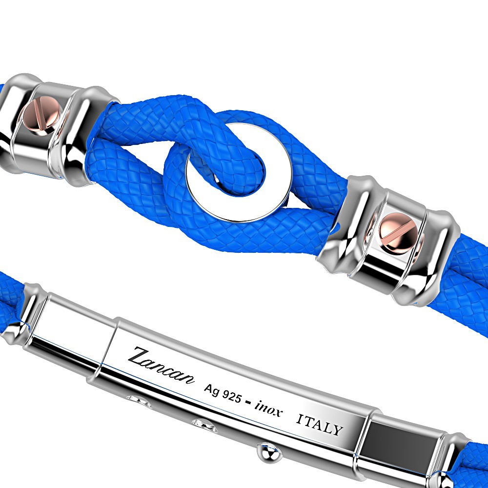 Zancan Bracciale Zancan In Kevlar Con Nodo Nautico E Viti In Oro Rosa