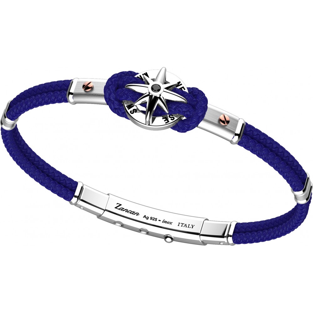 Zancan Bracciale Zancan in kevlar con rosa dei venti in argento