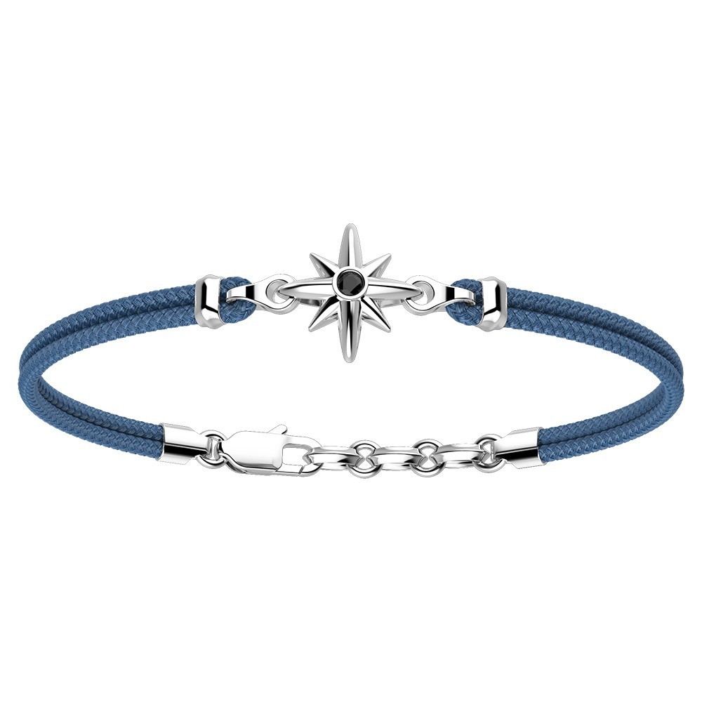 Zancan Bracciale Zancan in kevlar con rosa dei venti in argento