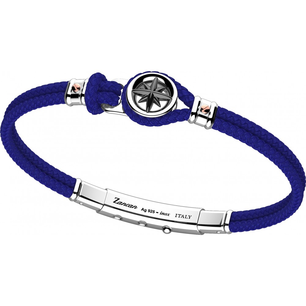 Zancan Bracciale Zancan in kevlar con rosa dei venti in argento