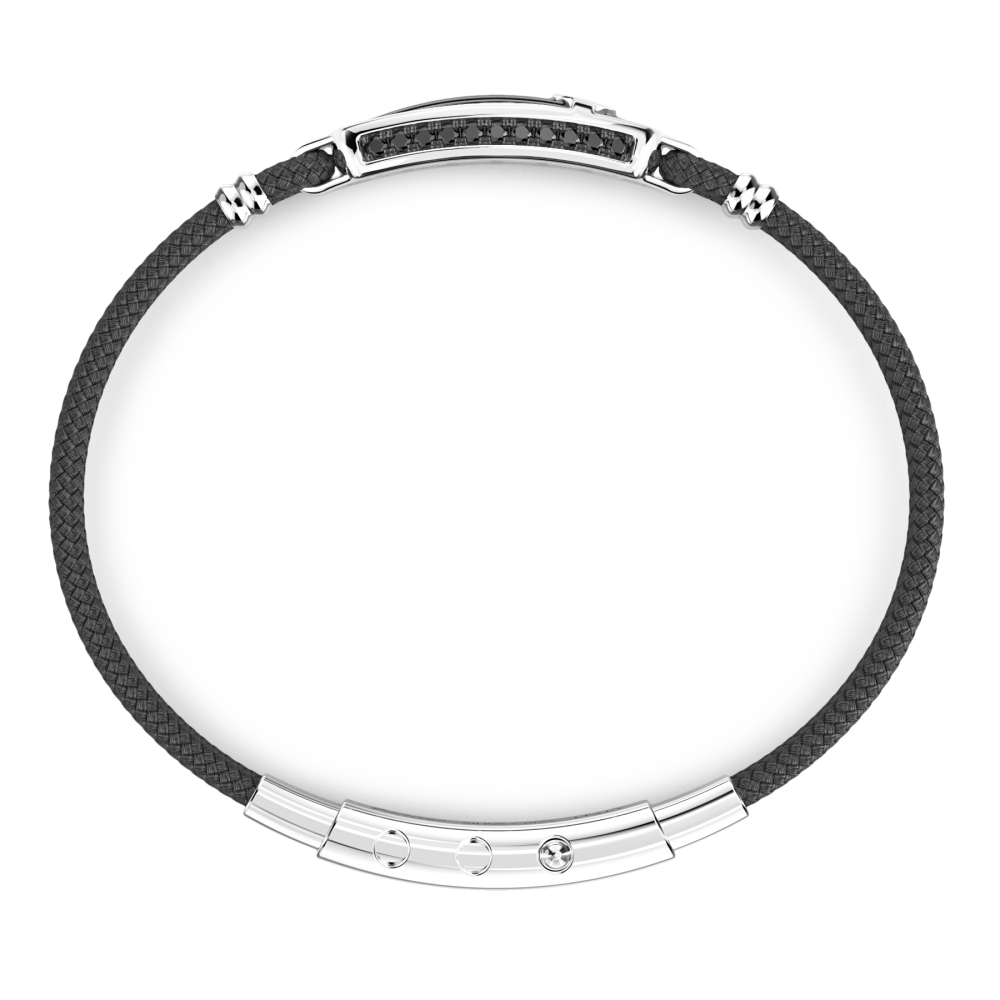 Zancan Bracciale Zancan In Kevlar Con Targa In Argento