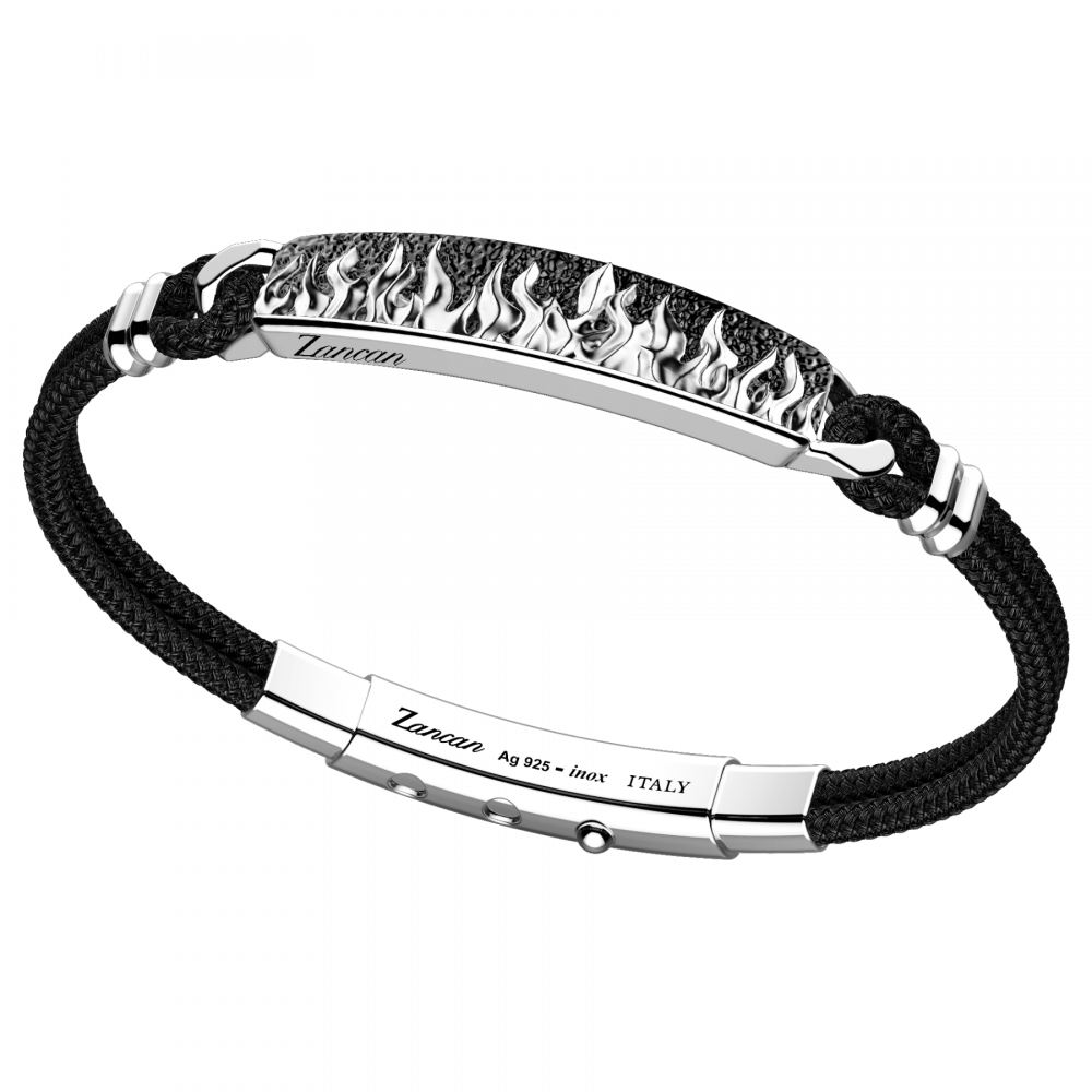 Zancan Bracciale Zancan in kevlar con targa in argento con fiamme