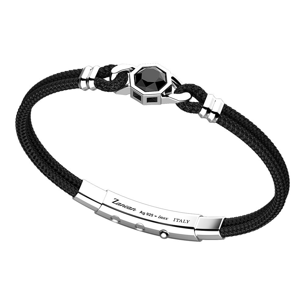 Zancan Bracciale Zancan in kevlar con targa in argento e onice