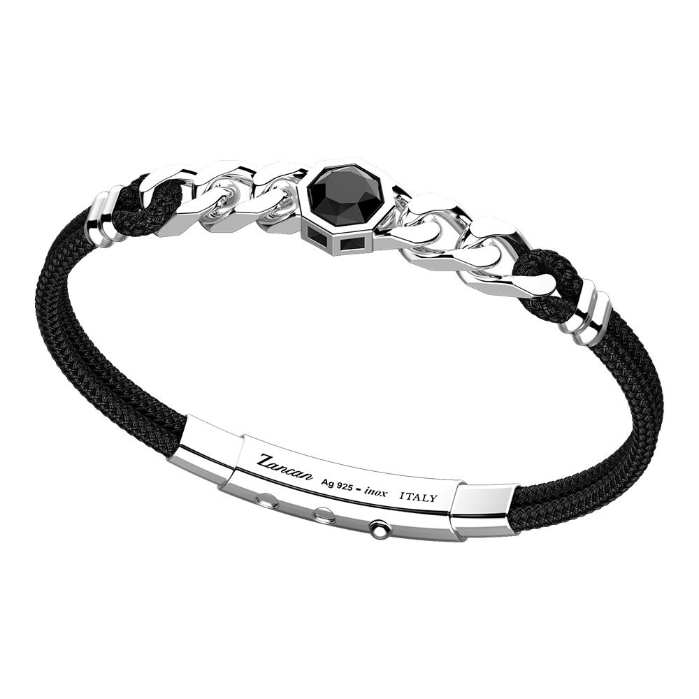 Zancan Bracciale Zancan in kevlar con targa in argento e onice