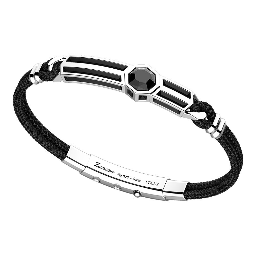 Zancan Bracciale Zancan in kevlar con targa in argento e onice