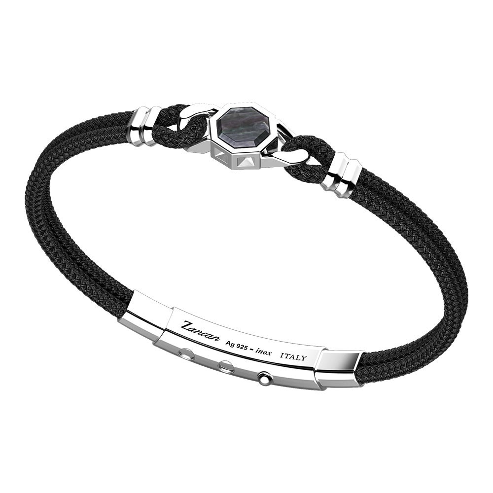 Zancan Bracciale Zancan in kevlar con targa in argento e madreperla