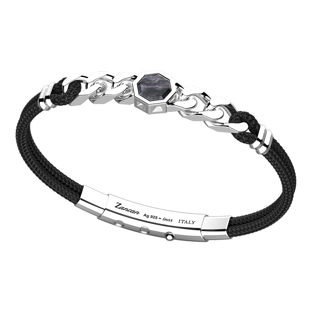 Zancan Bracciale Zancan in kevlar con targa in argento e madreperla