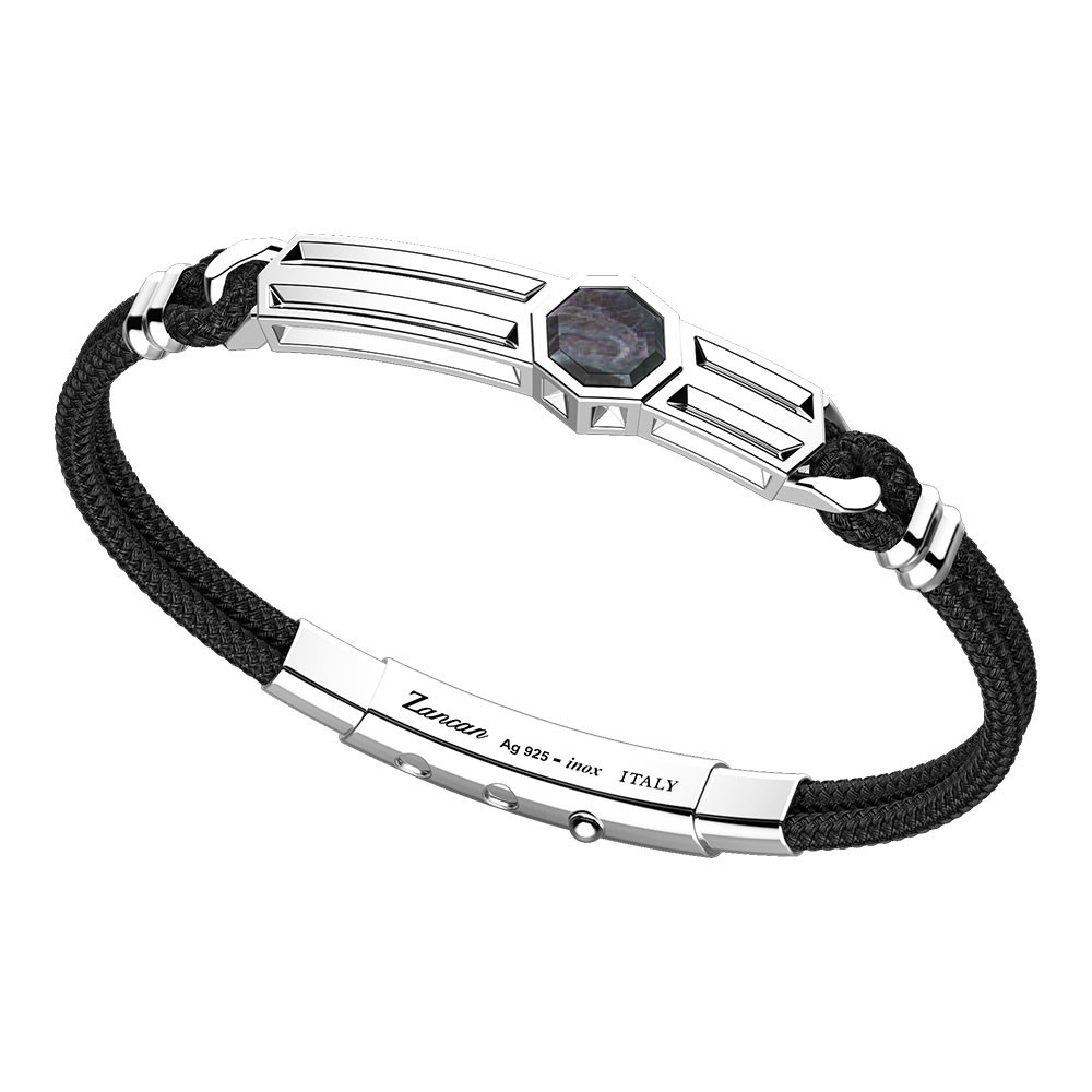 Zancan Bracciale Zancan in kevlar con targa in argento e madreperla