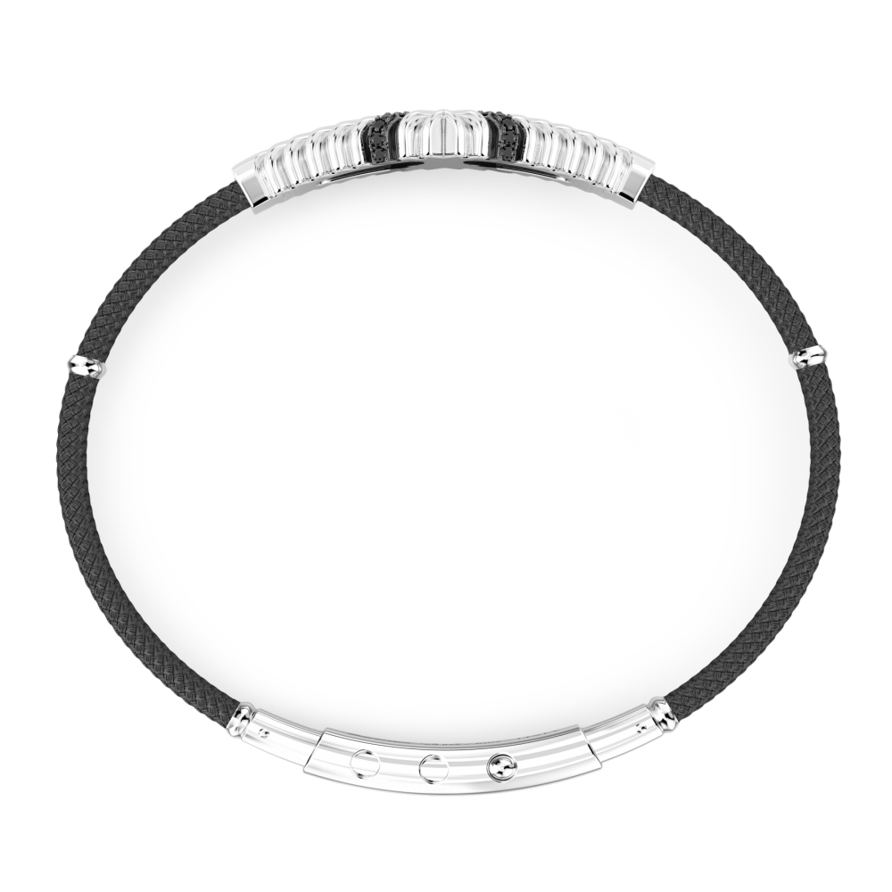 Zancan Bracciale Zancan In Kevlar Con Targa In Argento E Pietre Nere