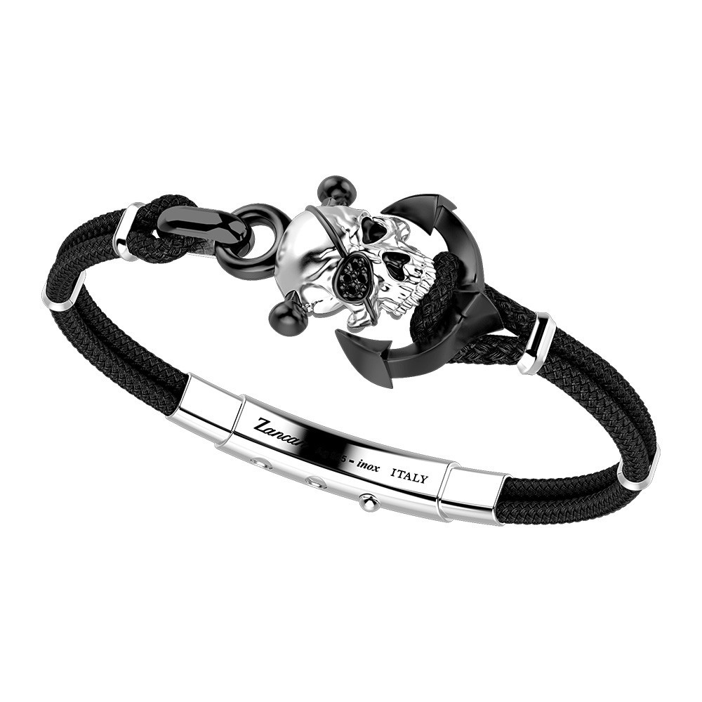 Zancan Bracciale Zancan in kevlar con teschio in argento