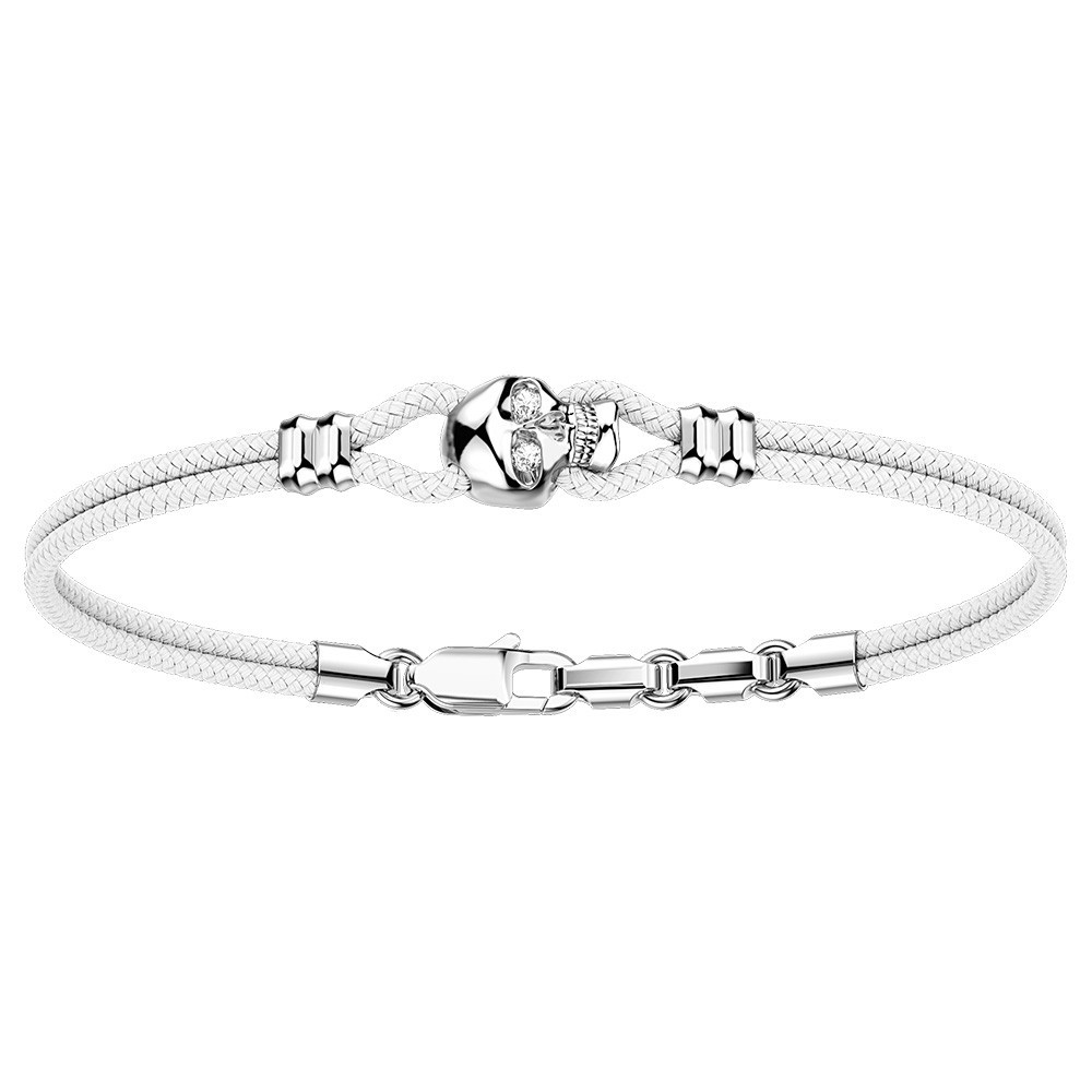 Zancan Bracciale Zancan in kevlar con teschio in argento e pietre