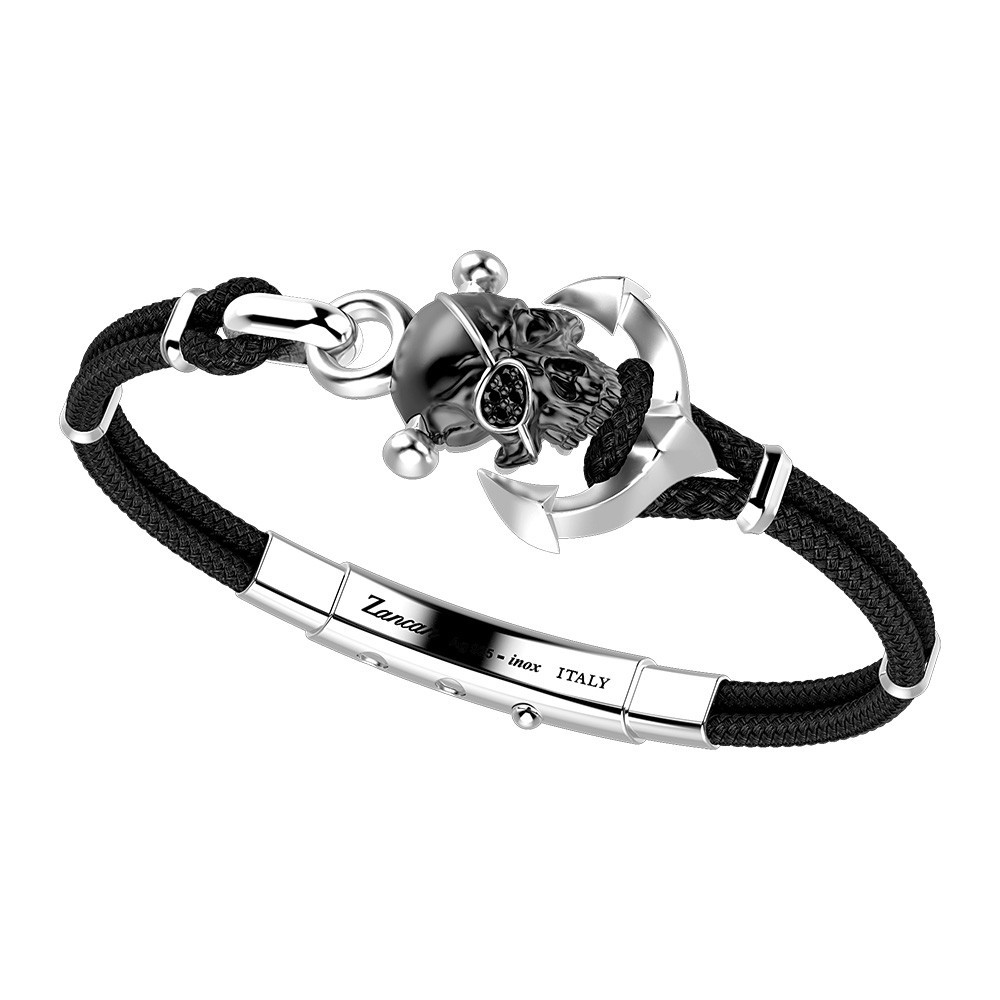 Zancan Bracciale Zancan in kevlar con teschio in argento