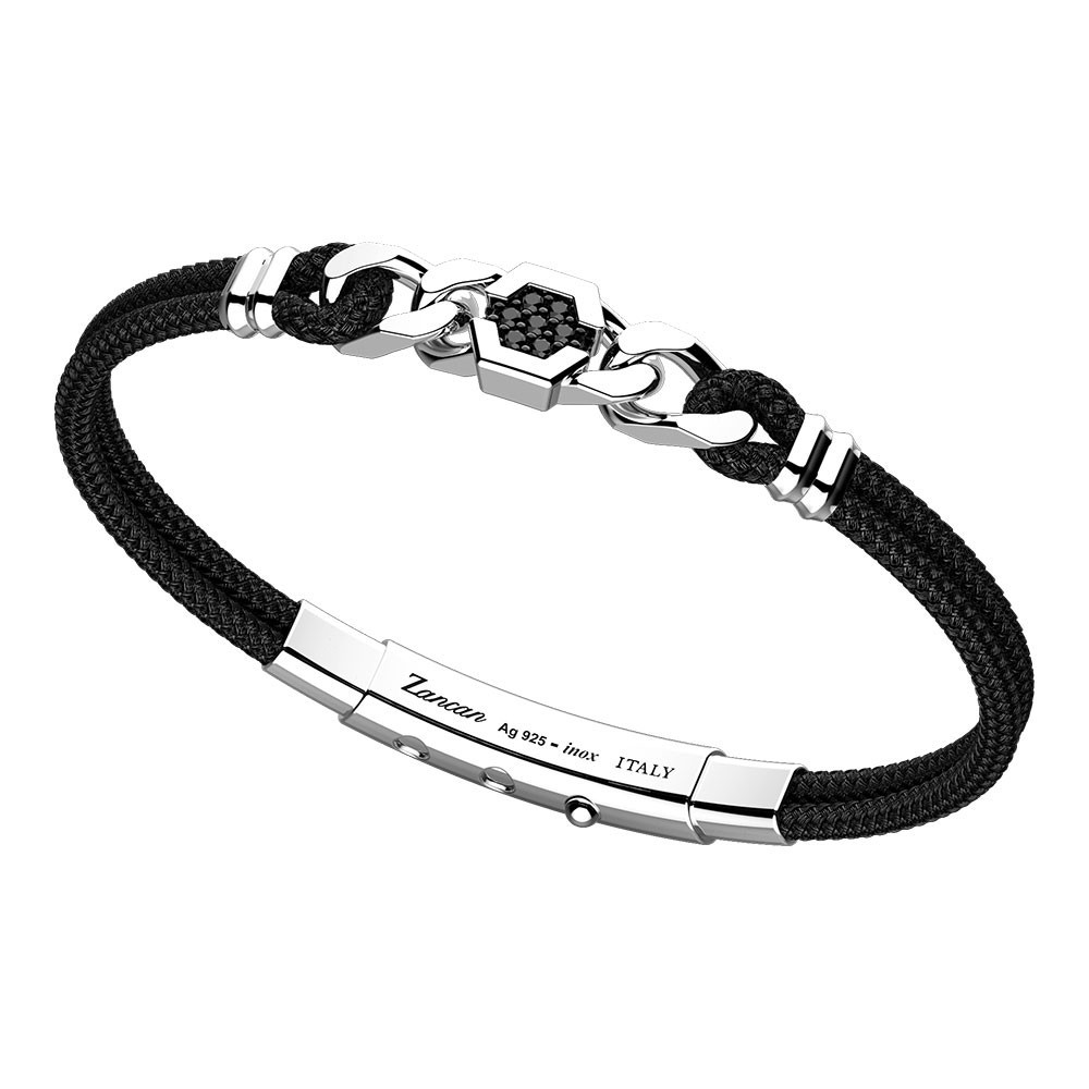 Zancan Bracciale Zancan in kevlar nero e piastra centrale con spinelli neri