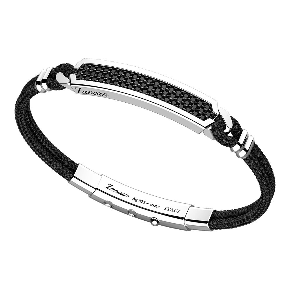 Zancan Bracciale Zancan in kevlar nero e piastra centrale con spinelli neri