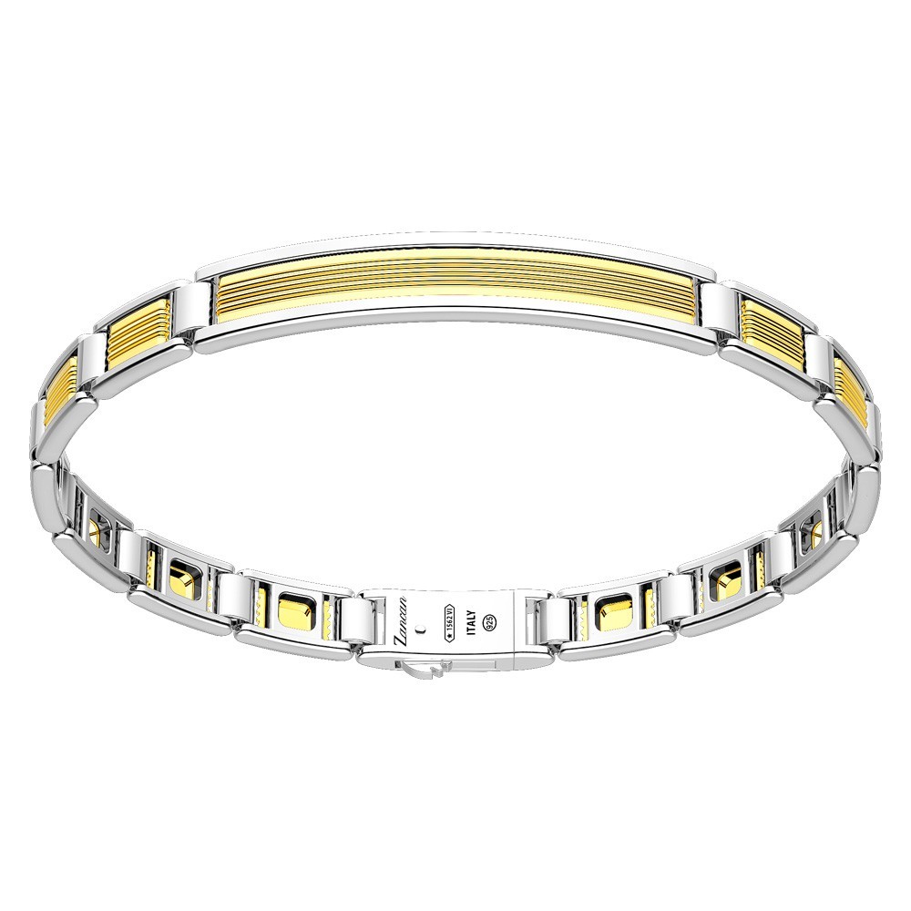 Zancan Bracciale Zancan In Oro 18k Ed Argento Con Targa