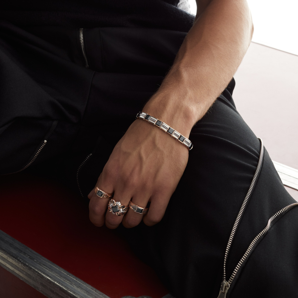 Zancan Bracciale Zancan In Oro 18kt Con Diamanti Neri