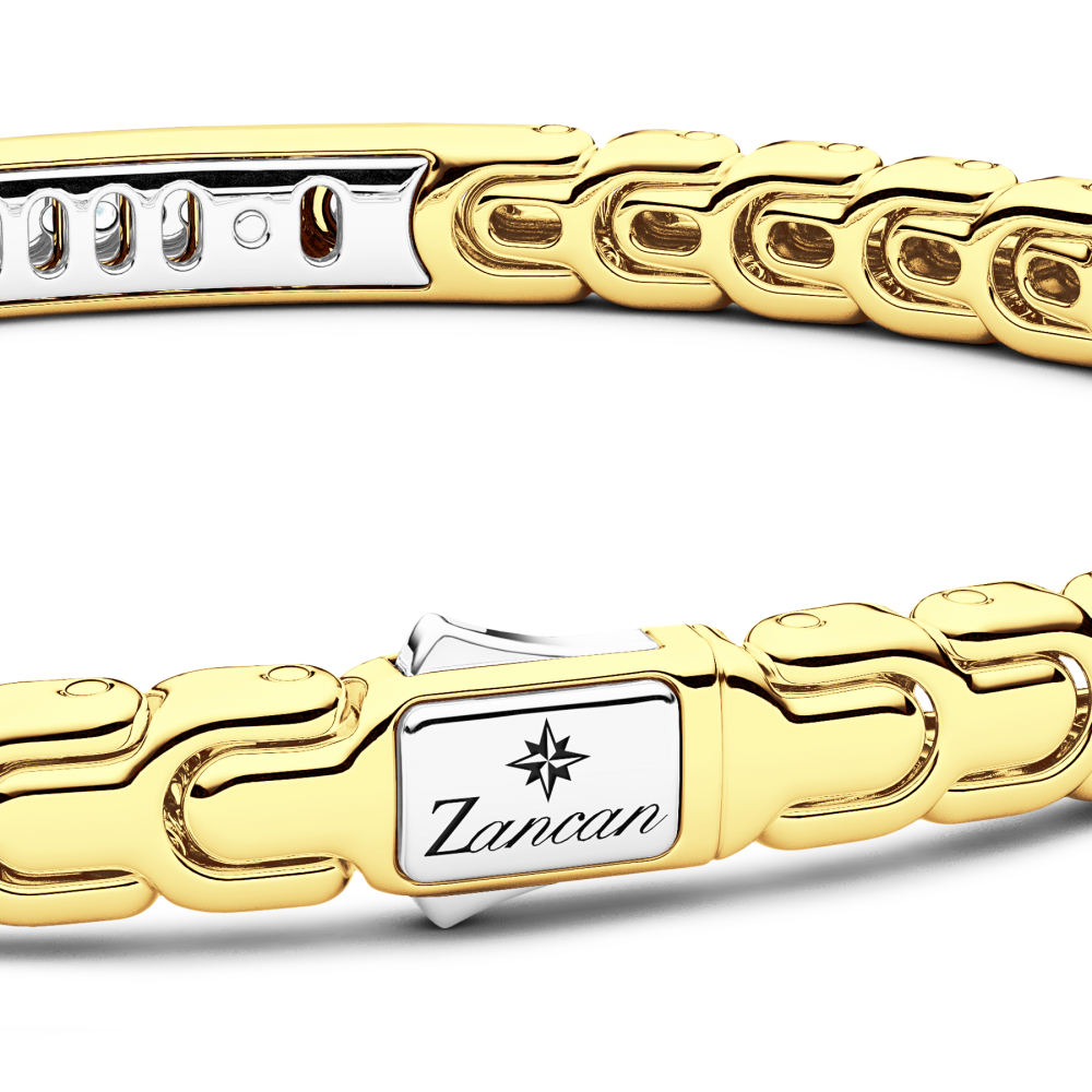 Zancan Bracciale Zancan In Oro 18kt Con Targa E Diamanti