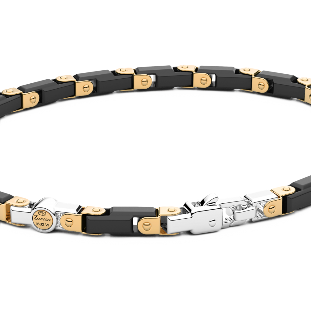 Zancan Bracciale Zancan In Oro 18kt E Ceramica Nera