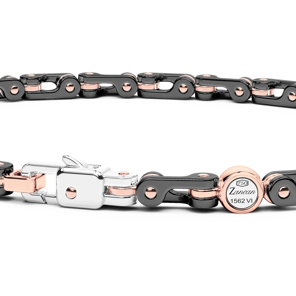 Zancan Bracciale Zancan In Oro 18kt E Ceramica Nera