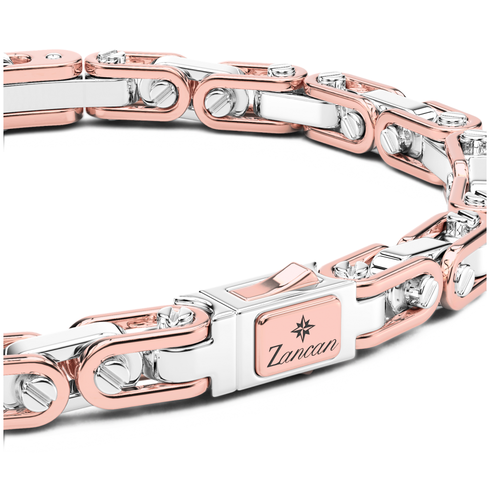 Zancan Bracciale Zancan In Oro 18kt E Diamanti Con Targa Centrale