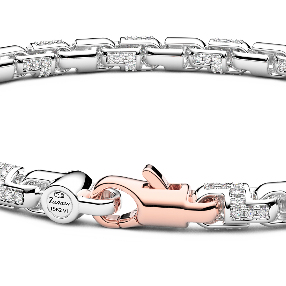 Zancan Bracciale Zancan In Oro Bianco 18kt E Diamanti