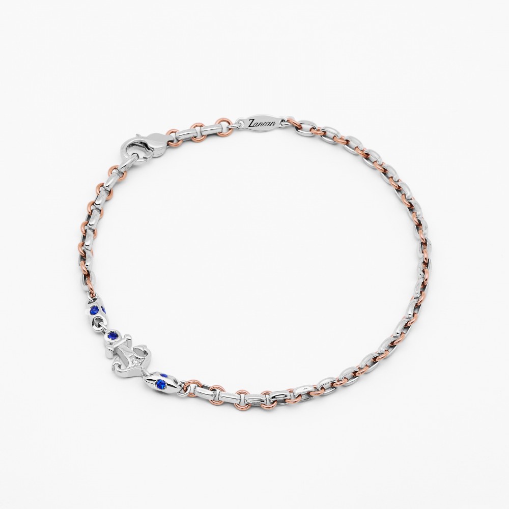 Zancan Bracciale Zancan in oro bianco con diamanti e ancora