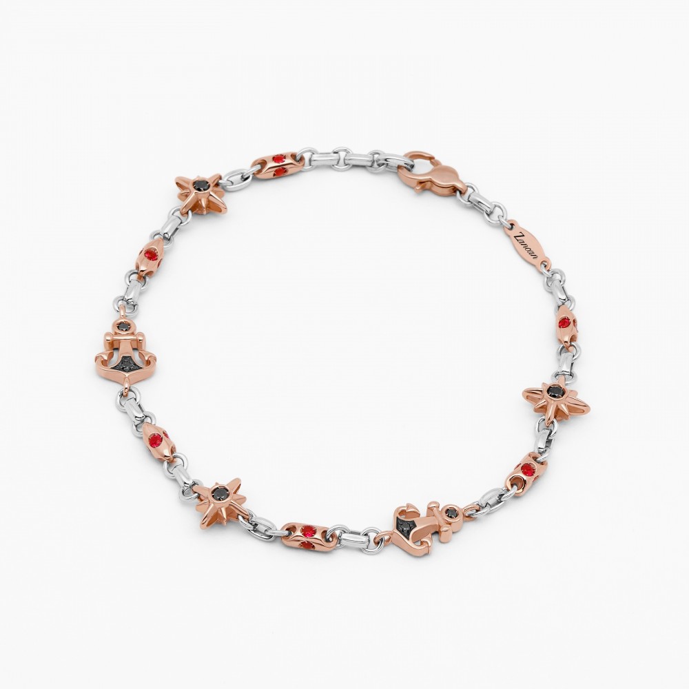 Zancan Bracciale Zancan in oro bianco con diamanti e pietre preziose