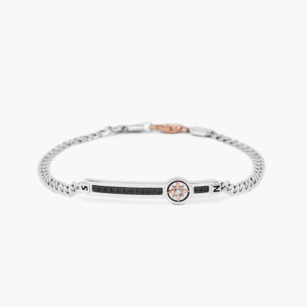 Zancan Bracciale Zancan in oro bianco con diamanti e rosa dei venti
