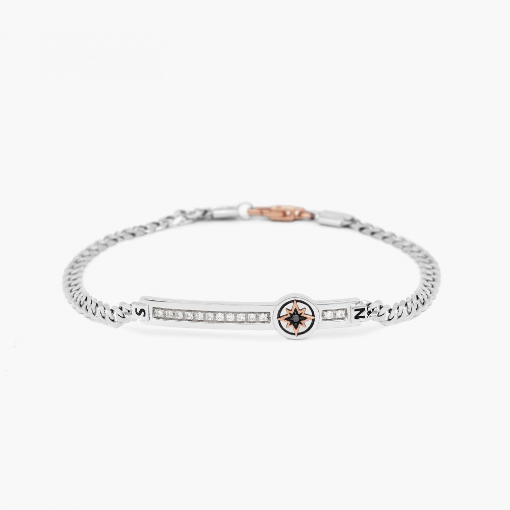Zancan Bracciale Zancan in oro bianco con diamanti e rosa dei venti