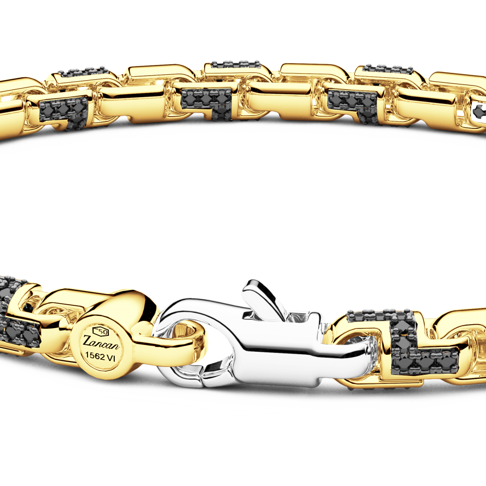 Zancan Bracciale Zancan In Oro Giallo 18kt E Diamanti Neri