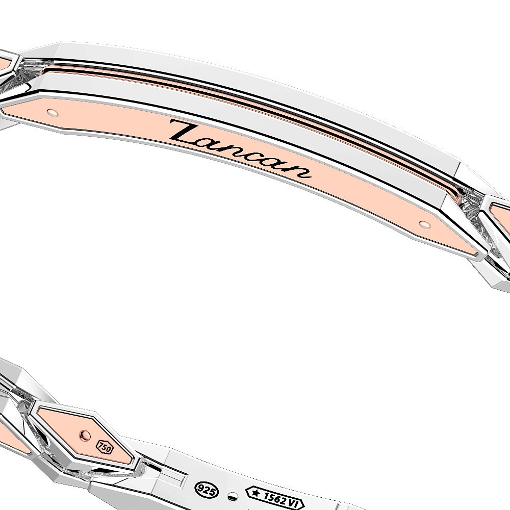 Zancan Bracciale Zancan In Oro Rosa 18k Ed Argento Con Targa