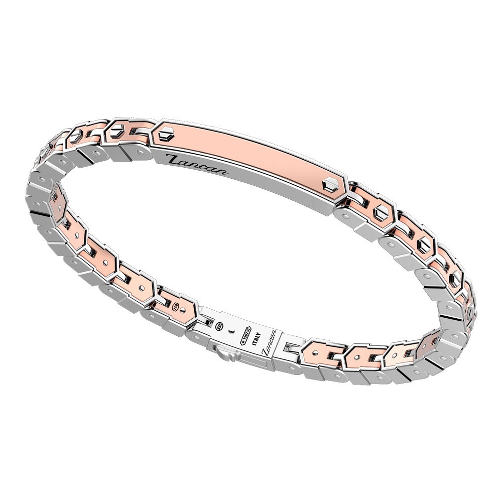 Zancan Bracciale Zancan in oro rosa 18k ed argento con targa