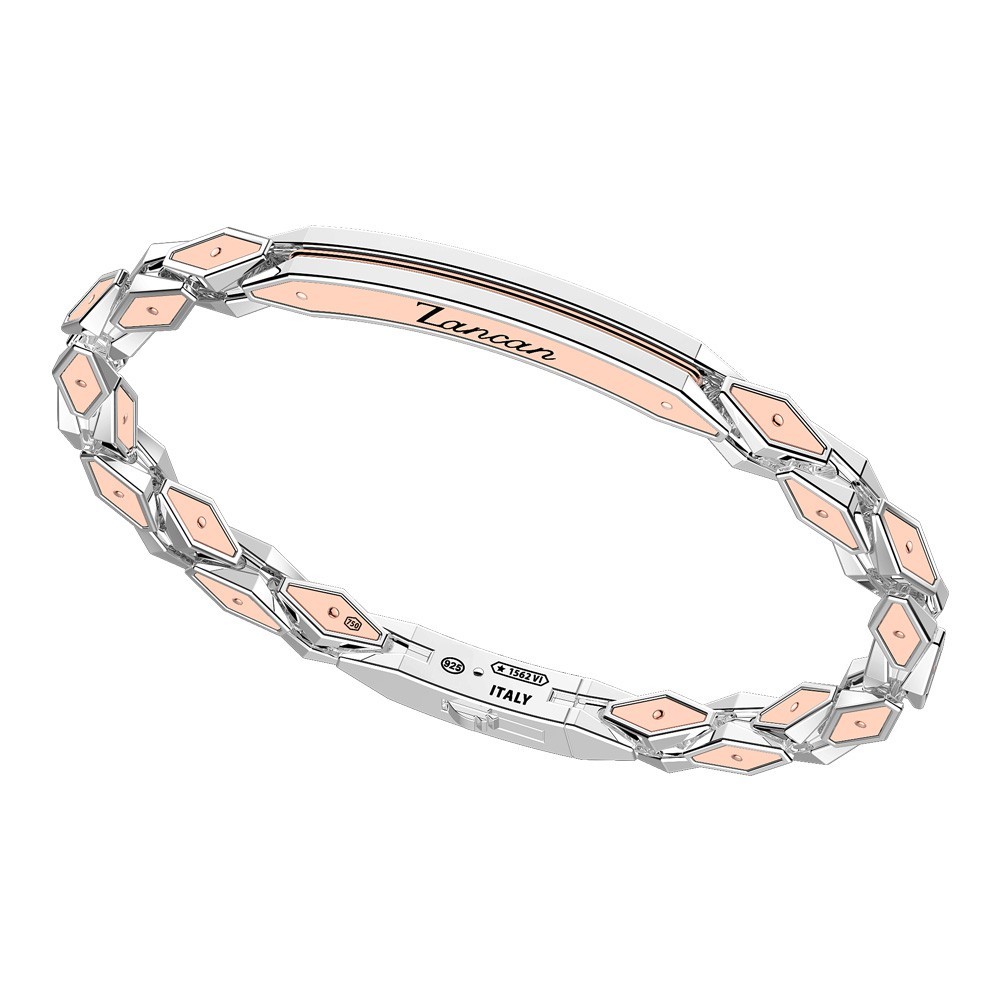 Zancan Bracciale Zancan in oro rosa 18k ed argento con targa