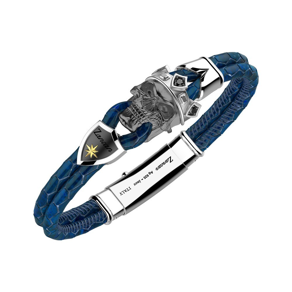 Zancan Bracciale Zancan in pelle di con teschio incoronato