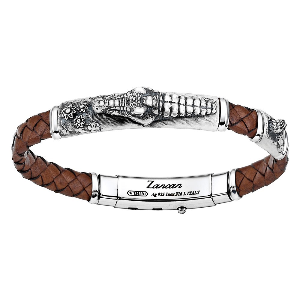 Zancan Bracciale Zancan in pelle ed argento con alligatore
