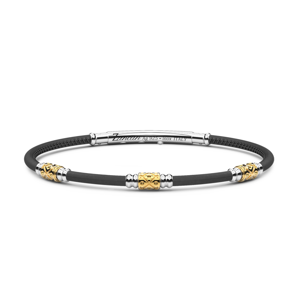 Zancan Bracciale Zancan in pelle naturale con elementi in argento