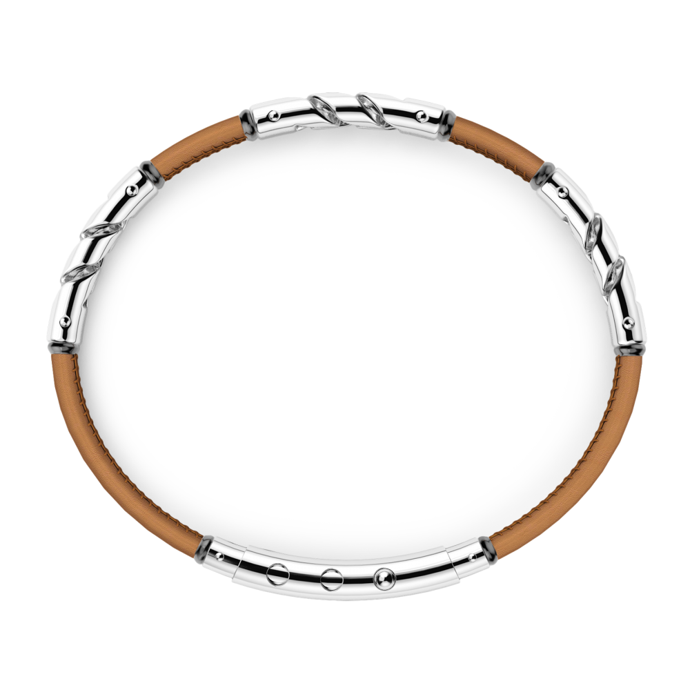 Zancan Bracciale Zancan In Pelle Naturale Con Elemnti In Argento