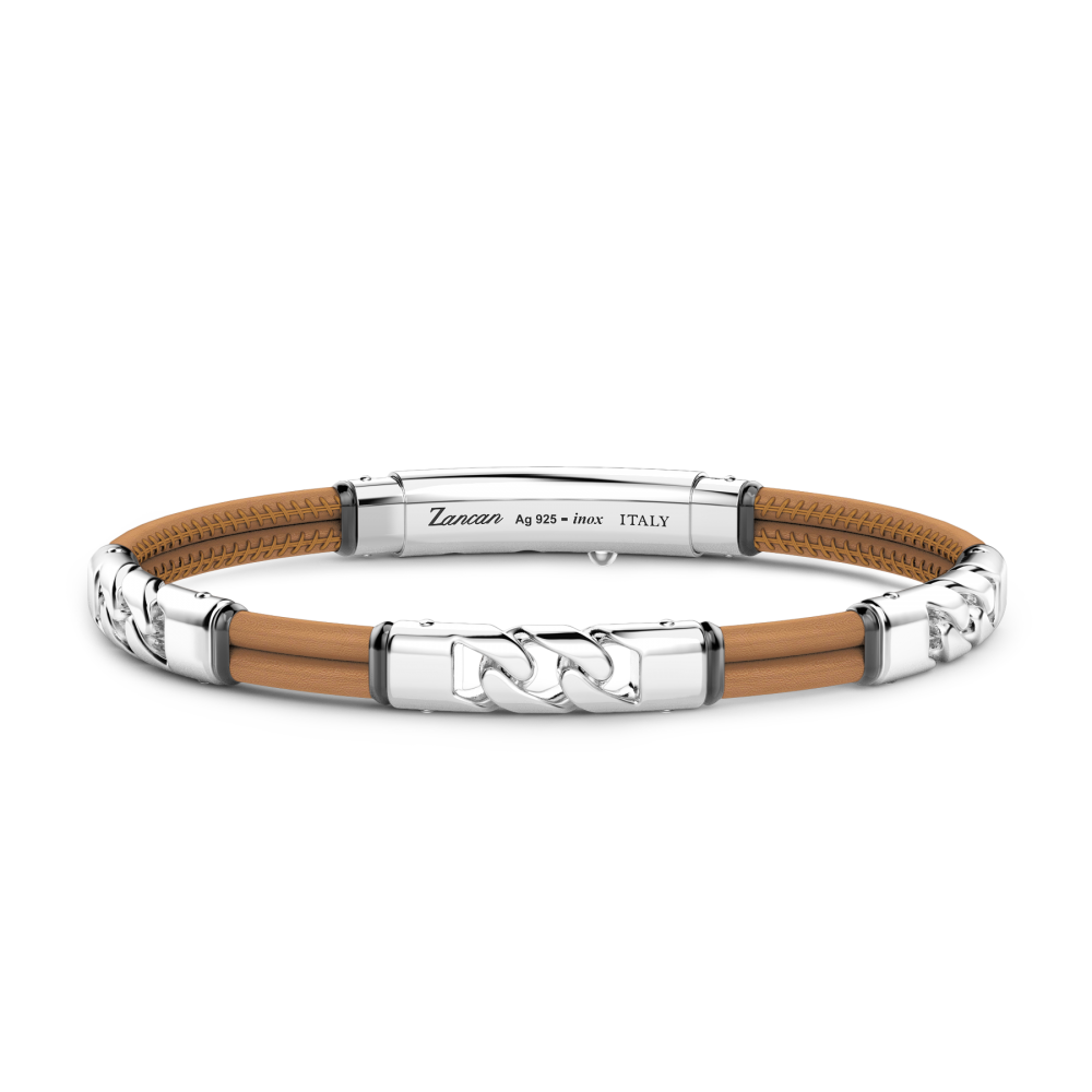 Zancan Bracciale Zancan in pelle naturale con elemnti in argento
