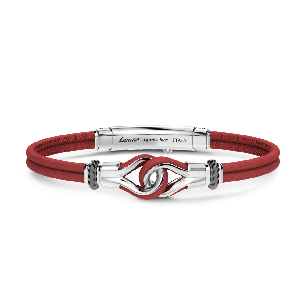 Zancan Bracciale Zancan in pelle naturale con nodo in argento