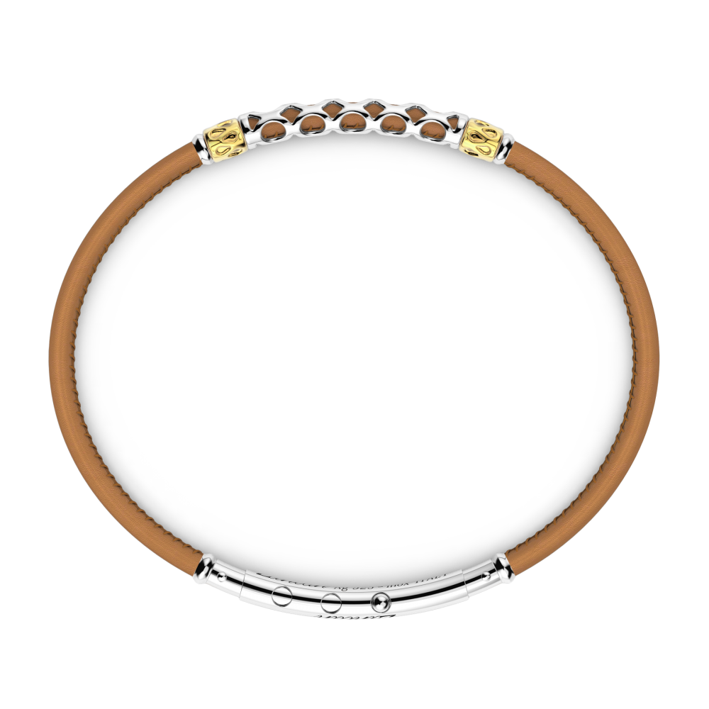 Zancan Bracciale Zancan In Pelle Naturale Con Targa In Argento