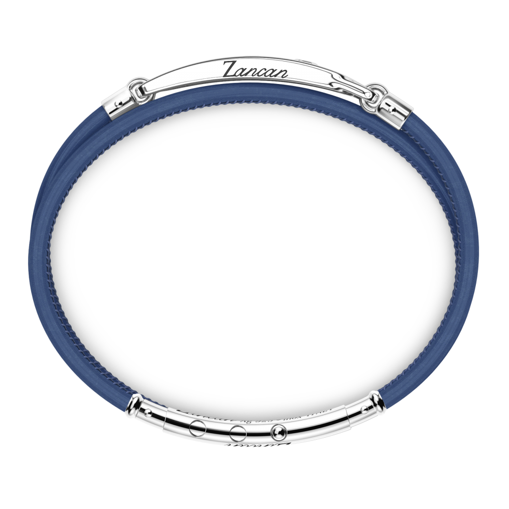 Zancan Bracciale Zancan In Pelle Naturale Con Targa In Argento E Pietre Nere