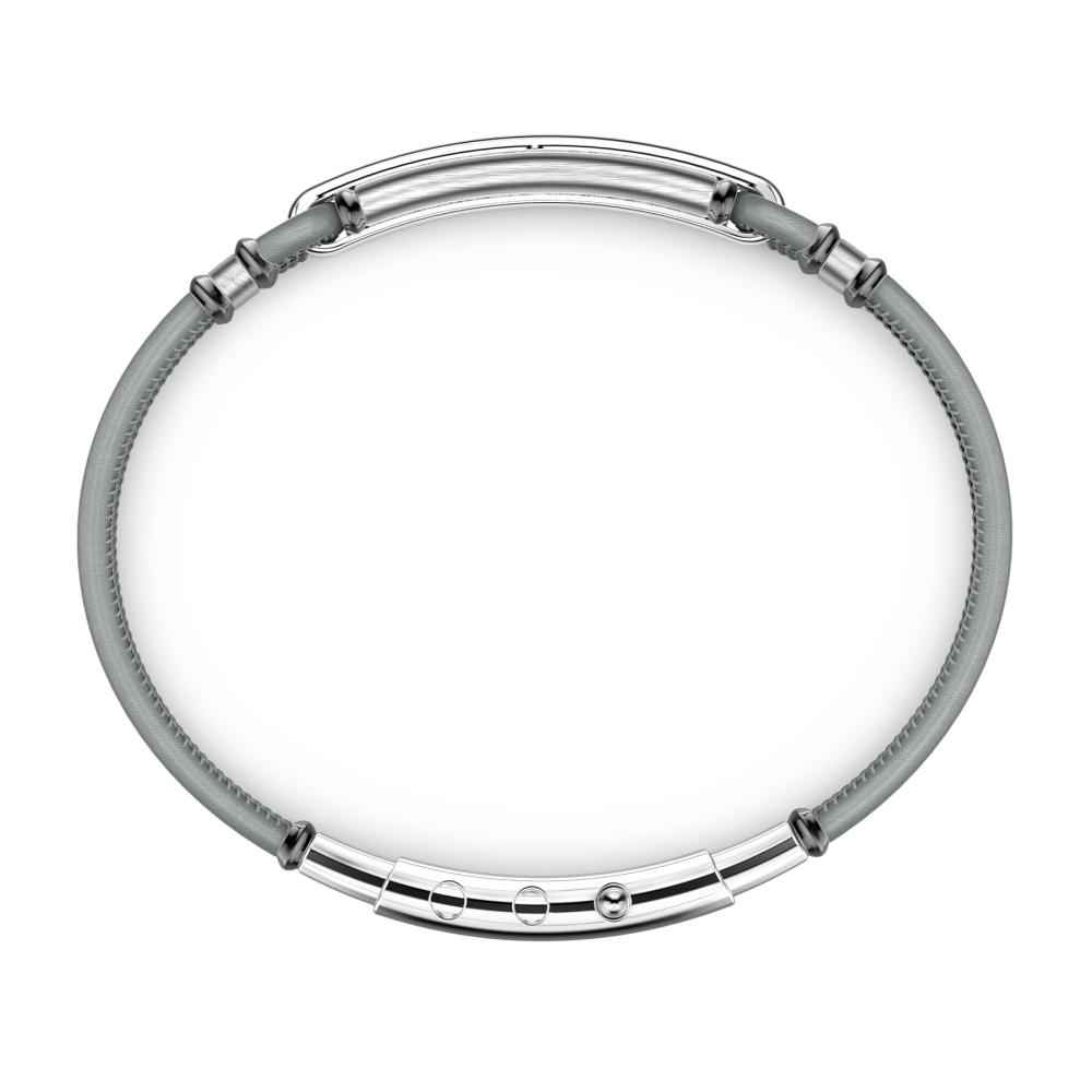 Zancan Bracciale Zancan In Pelle Naturale Con Targa In Argento E Pietre Nere