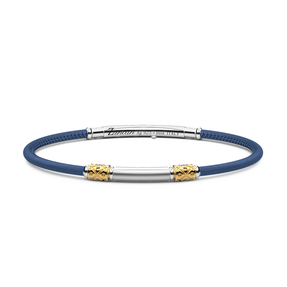 Zancan Bracciale Zancan in pelle naturale con targa in argento