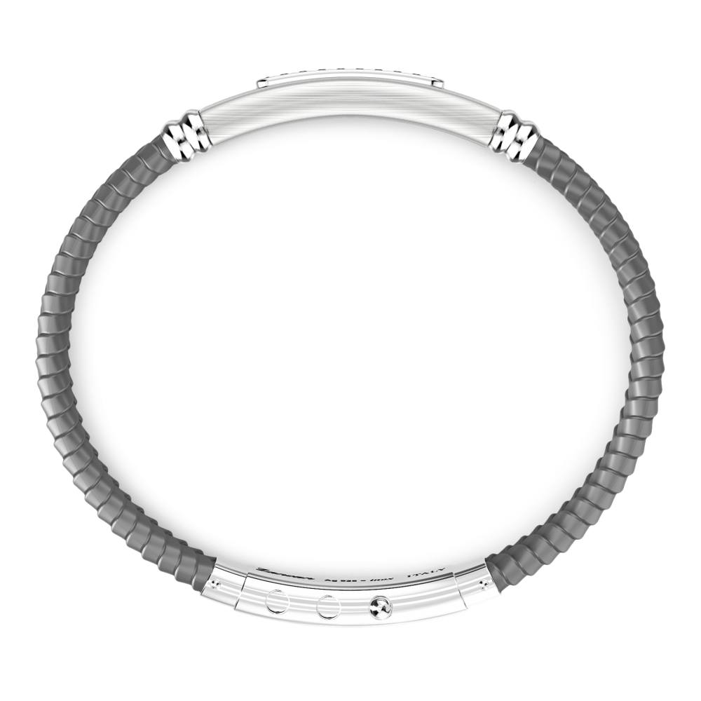 Zancan Bracciale Zancan In Silicone Con Targa In Argento E Pietre Nere