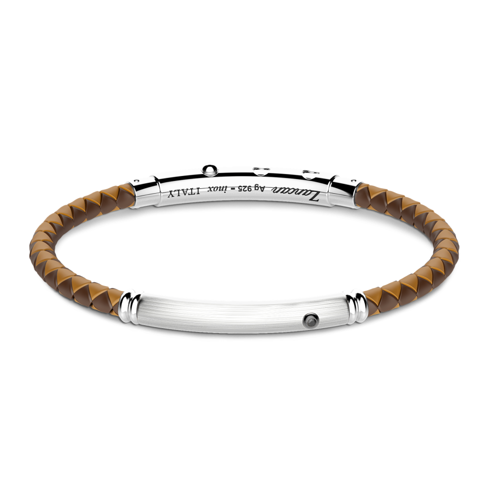 Zancan Bracciale Zancan in silicone con targa in argento e pietra nera