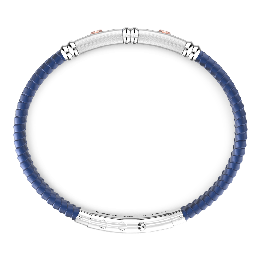 Zancan Bracciale Zancan In Silicone Nero Con Targa In Argento E Dettagli In Oro Rosa