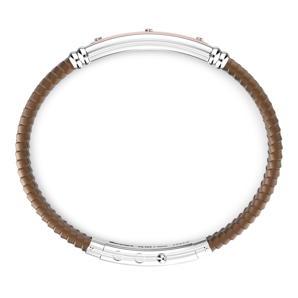 Zancan Bracciale Zancan In Silicone Nero Con Targa In Argento E Dettagli In Oro Rosa