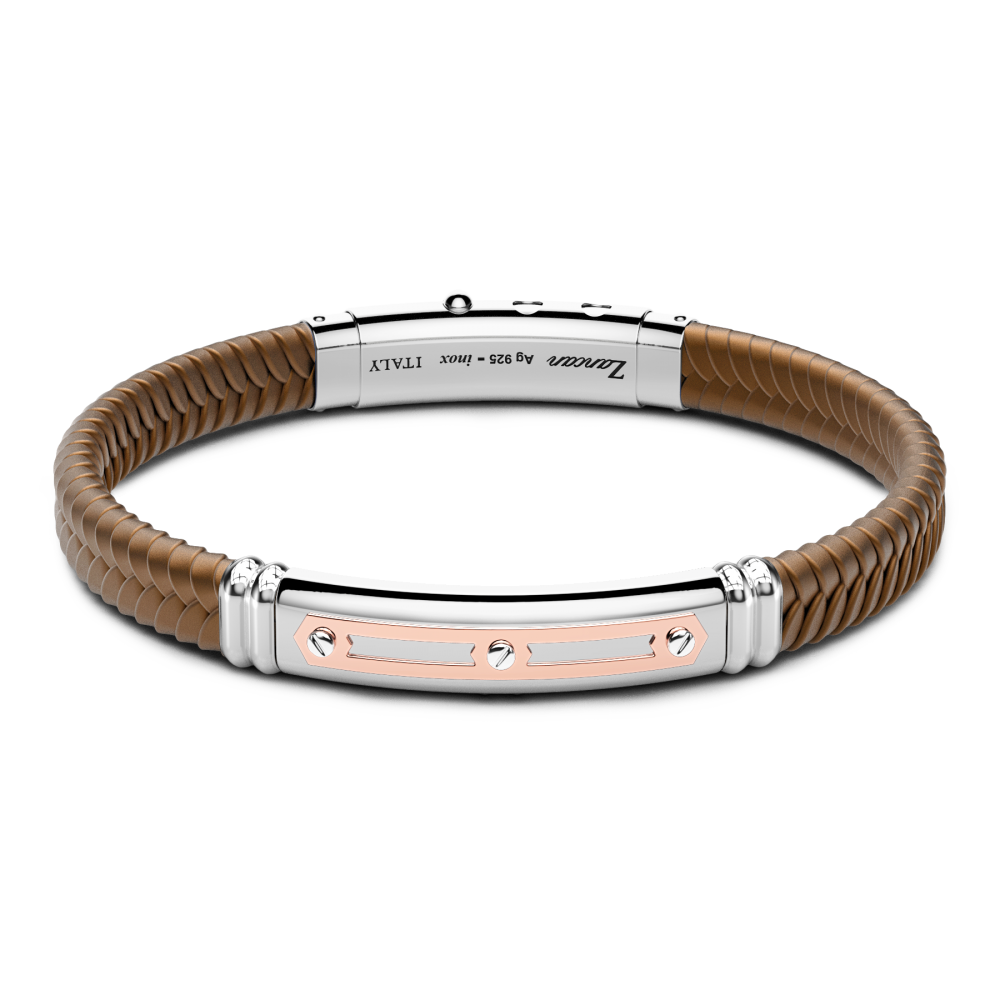 Zancan Bracciale Zancan in silicone nero con targa in argento e dettagli in oro rosa